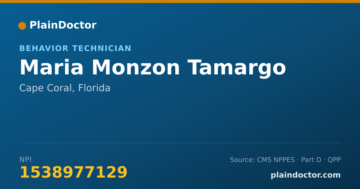 Shareable card for Maria Monzon Tamargo - Behavior Technician, Cape Coral, FL