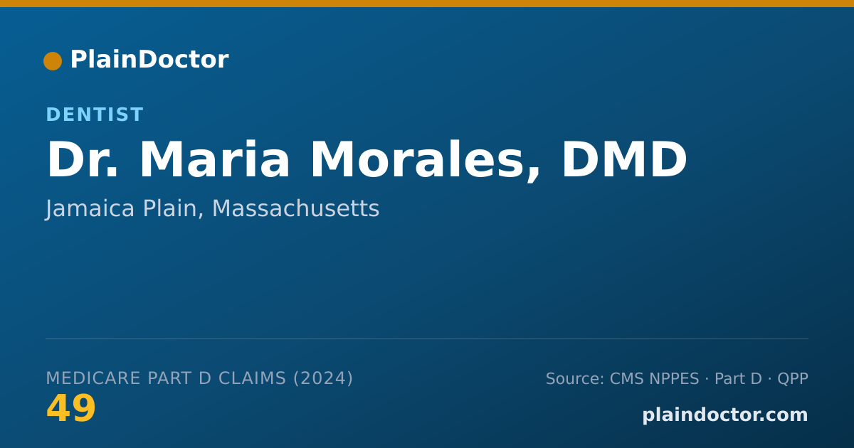 Shareable card for Maria Morales, DMD - Dentist, Jamaica Plain, MA