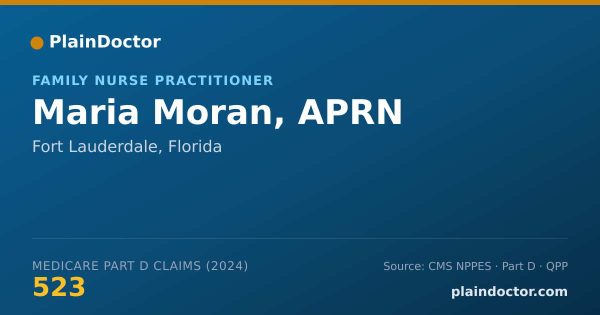 Shareable card for Maria Moran, APRN - Family Nurse Practitioner, Fort Lauderdale, FL