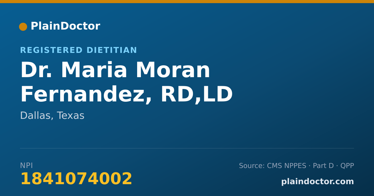 Shareable card for Maria Moran Fernandez, RD,LD - Registered Dietitian, Dallas, TX