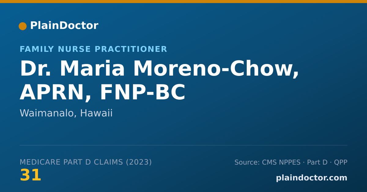 Shareable card for Maria Moreno-Chow, APRN, FNP-BC - Family Nurse Practitioner, Waimanalo, HI
