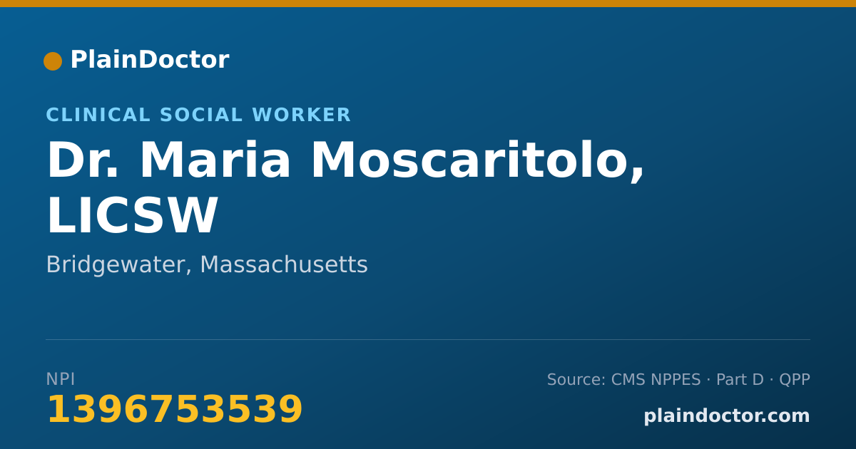 Shareable card for Maria Moscaritolo, LICSW - Clinical Social Worker, Bridgewater, MA