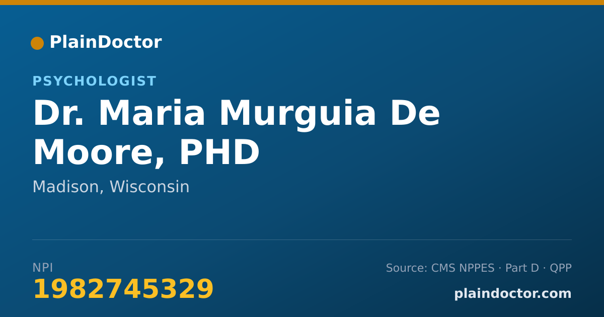 Shareable card for Maria Murguia De Moore, PHD - Psychologist, Madison, WI