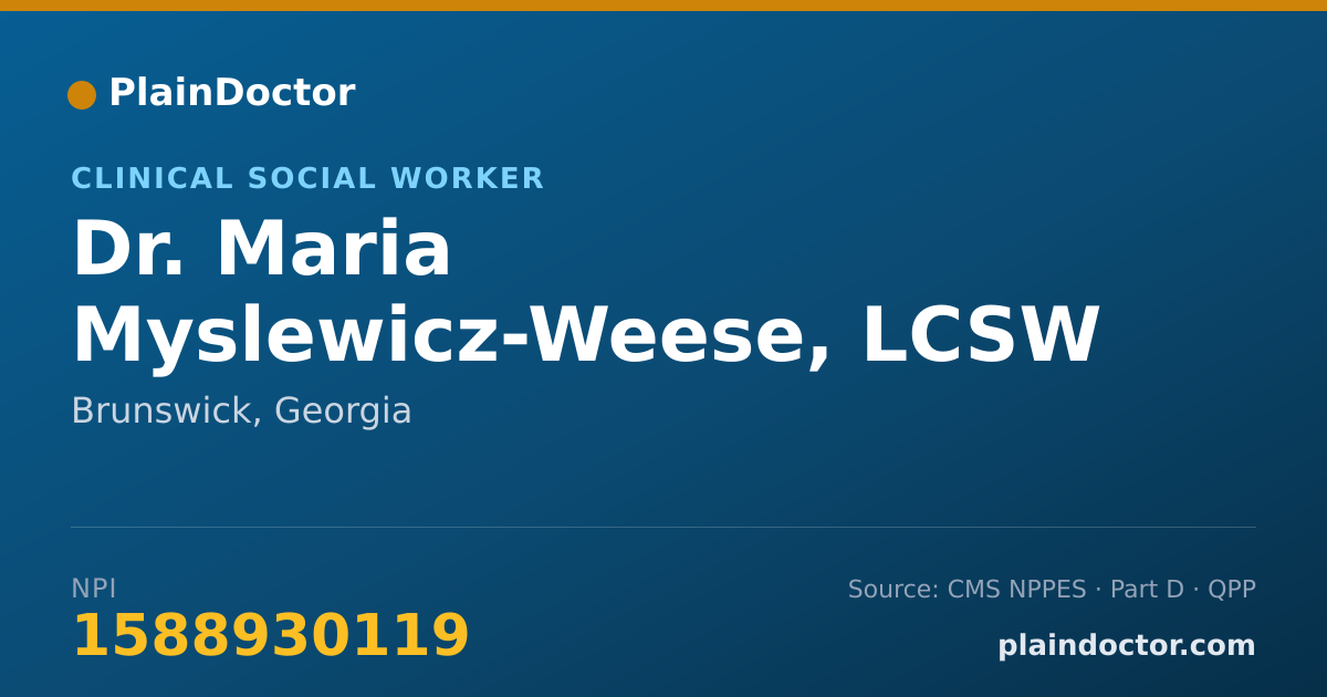 Shareable card for Maria Myslewicz-Weese, LCSW - Clinical Social Worker, Brunswick, GA