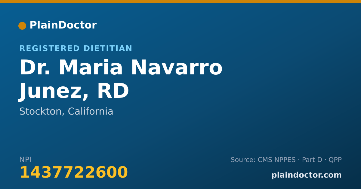 Shareable card for Maria Navarro Junez, RD - Registered Dietitian, Stockton, CA