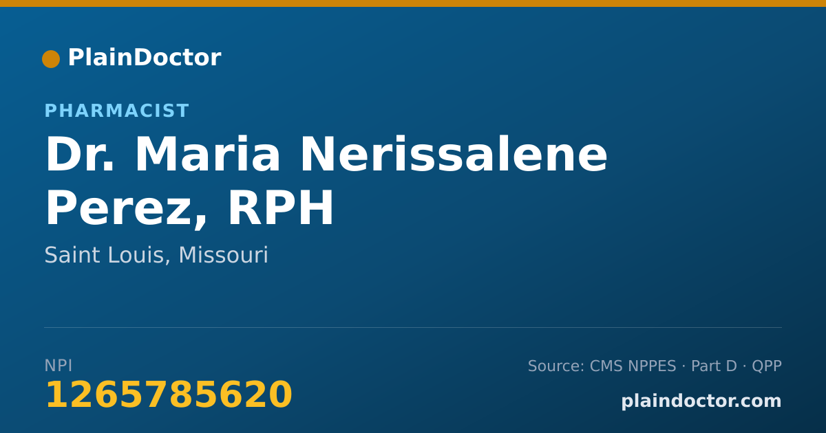 Shareable card for Maria Nerissalene Perez, RPH - Pharmacist, Saint Louis, MO