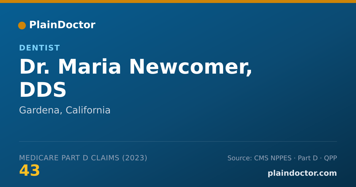 Shareable card for Maria Newcomer, DDS - Dentist, Gardena, CA