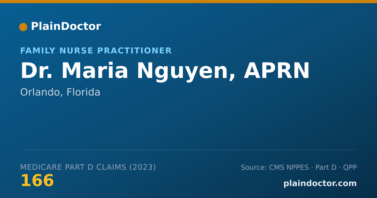 Shareable card for Maria Nguyen, APRN - Family Nurse Practitioner, Orlando, FL