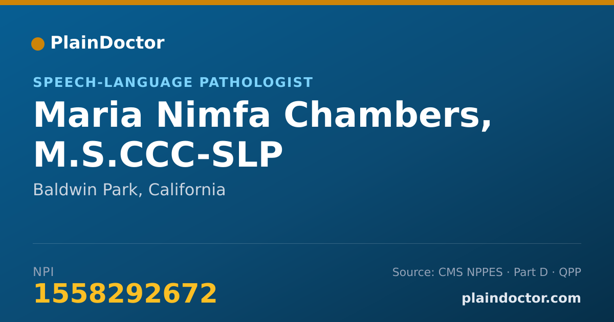 Shareable card for Maria Nimfa Chambers, M.S.CCC-SLP - Speech-Language Pathologist, Baldwin Park, CA