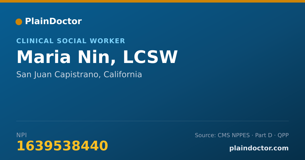 Shareable card for Maria Nin, LCSW - Clinical Social Worker, San Juan Capistrano, CA