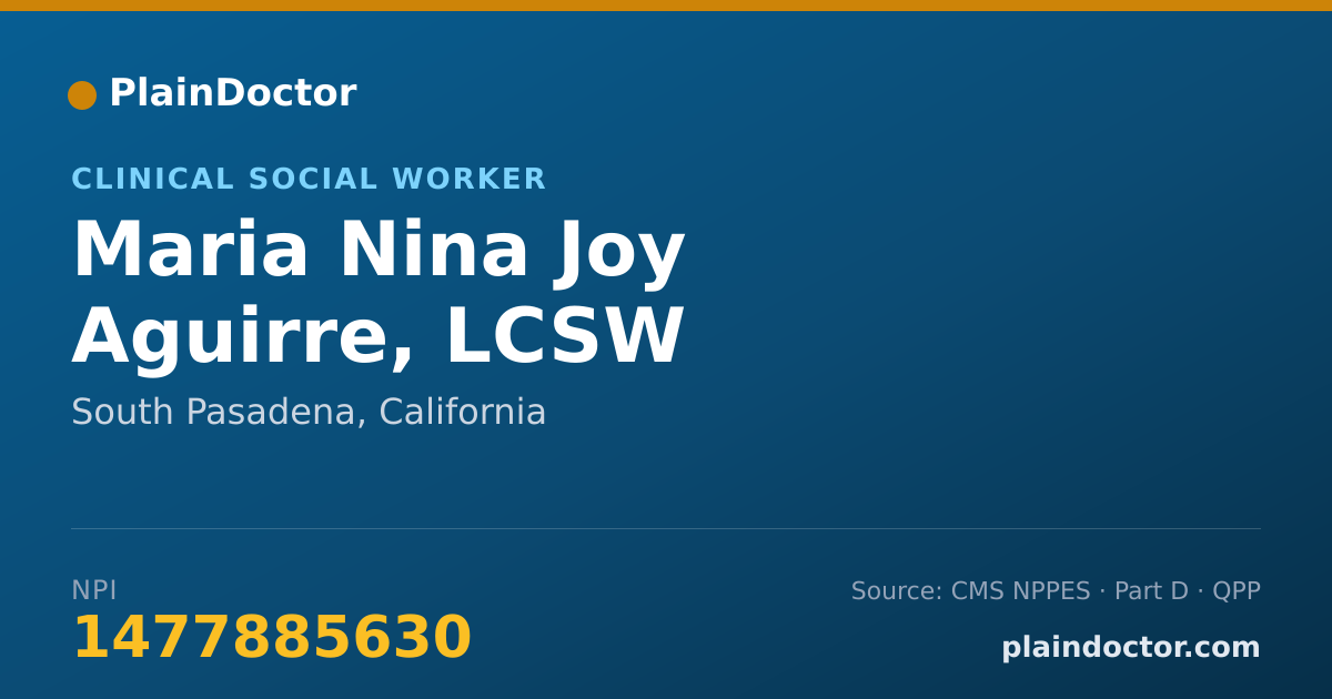 Shareable card for Maria Nina Joy Aguirre, LCSW - Clinical Social Worker, South Pasadena, CA