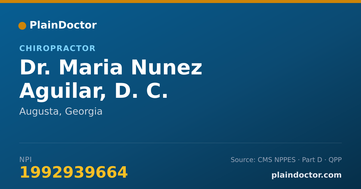 Shareable card for Maria Nunez Aguilar, D. C. - Chiropractor, Augusta, GA