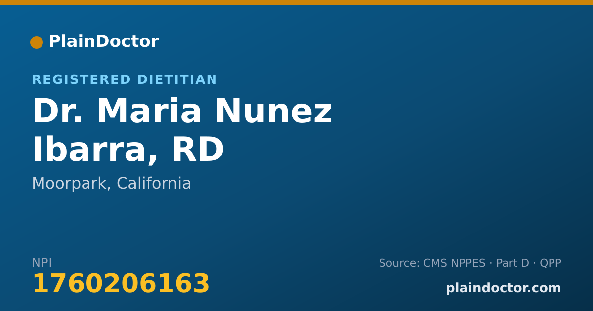 Shareable card for Maria Nunez Ibarra, RD - Registered Dietitian, Moorpark, CA