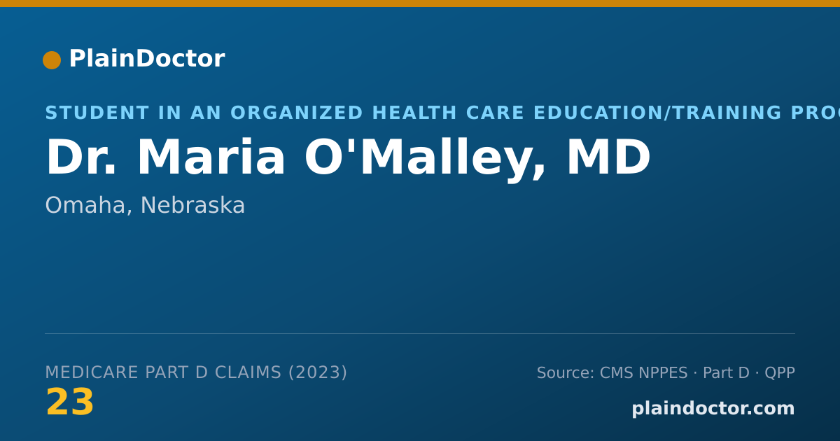 Shareable card for Maria O'Malley, MD - Student in an Organized Health Care Education/Training Program, Omaha, NE