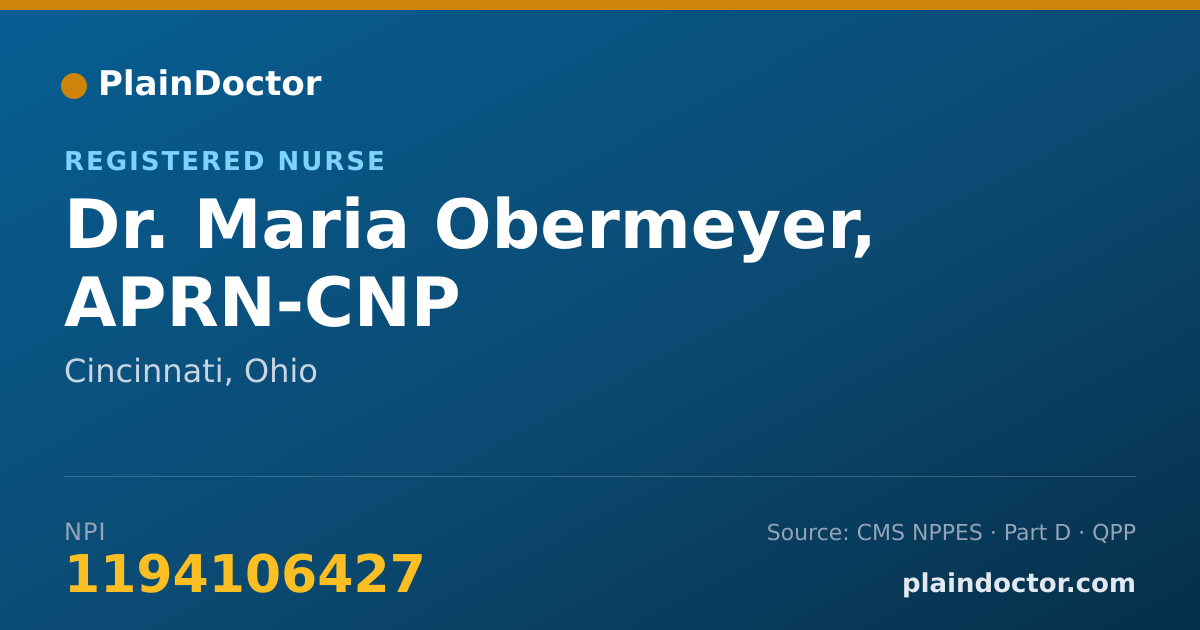 Shareable card for Maria Obermeyer, APRN-CNP - Registered Nurse, Cincinnati, OH