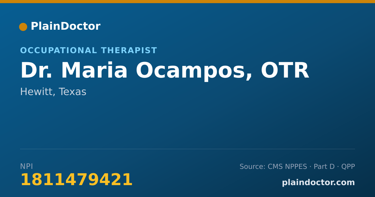 Shareable card for Maria Ocampos, OTR - Occupational Therapist, Hewitt, TX