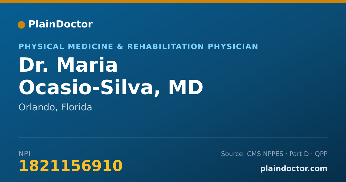 Shareable card for Maria Ocasio-Silva, MD - Physical Medicine & Rehabilitation Physician, Orlando, FL