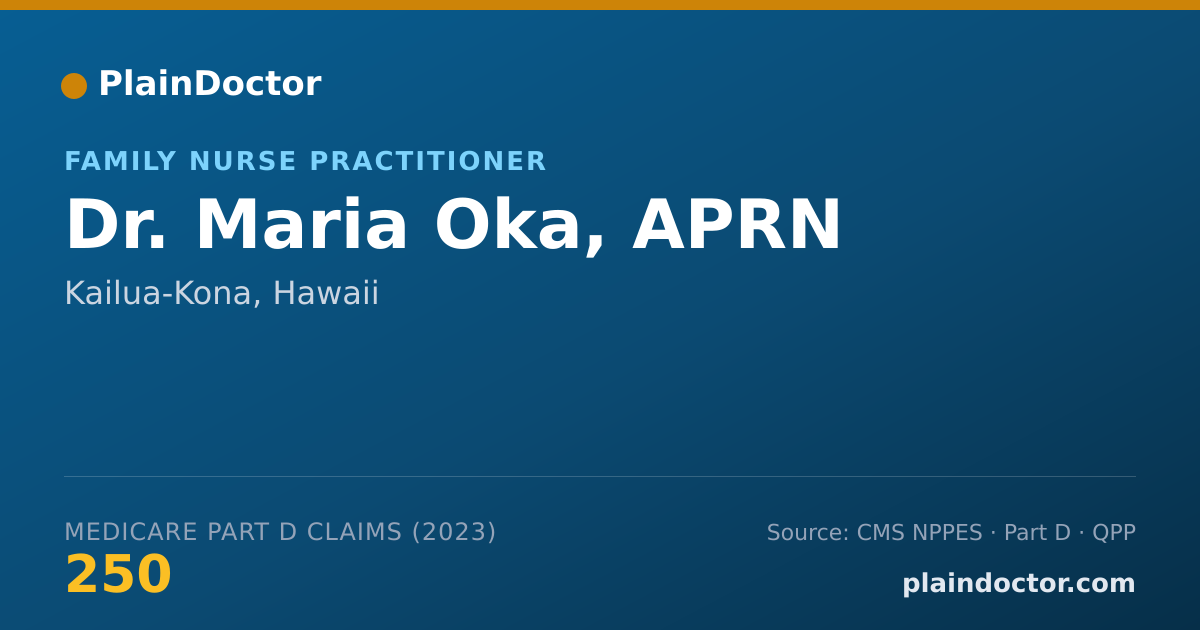 Shareable card for Maria Oka, APRN - Family Nurse Practitioner, Kailua-Kona, HI