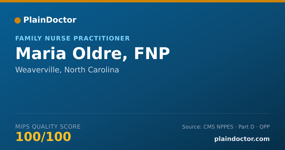 Shareable card for Maria Oldre, FNP - Family Nurse Practitioner, Weaverville, NC