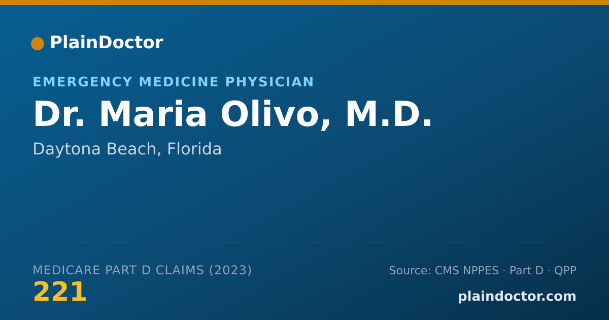 Shareable card for Maria Olivo, M.D. - Emergency Medicine Physician, Daytona Beach, FL