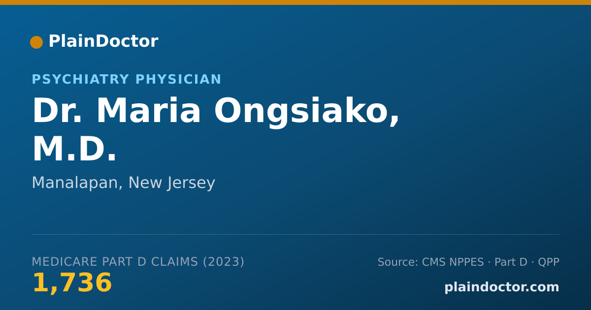 Shareable card for Maria Ongsiako, M.D. - Psychiatry Physician, Manalapan, NJ