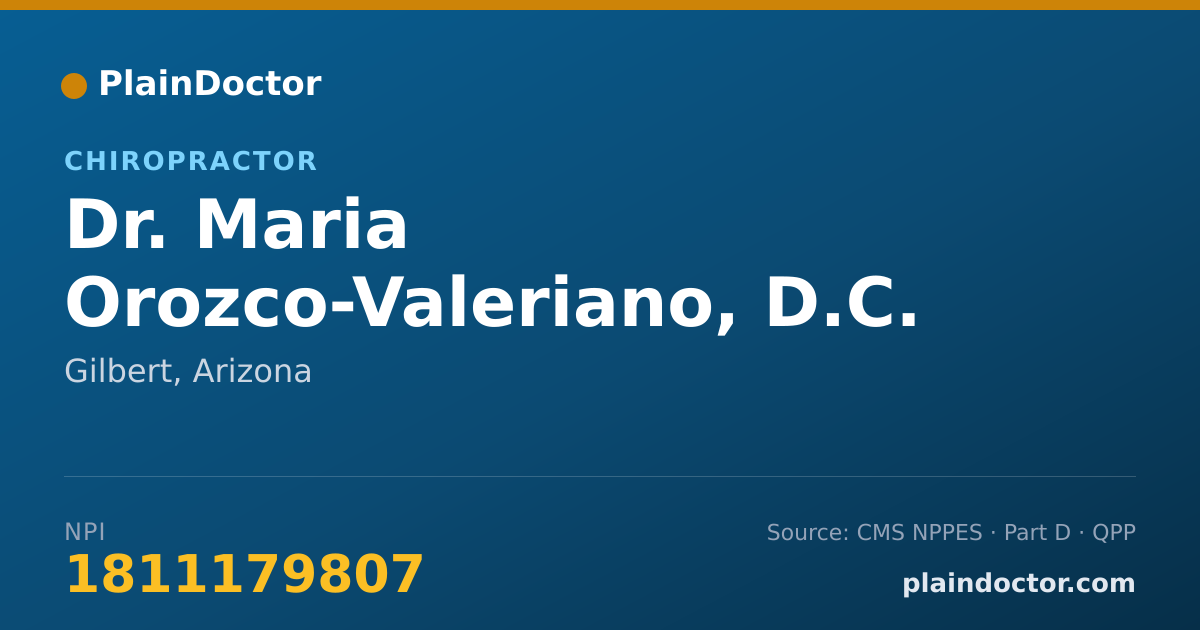 Shareable card for Maria Orozco-Valeriano, D.C. - Chiropractor, Gilbert, AZ