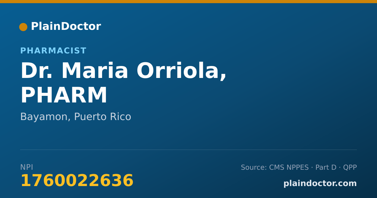 Shareable card for Maria Orriola, PHARM - Pharmacist, Bayamon, PR