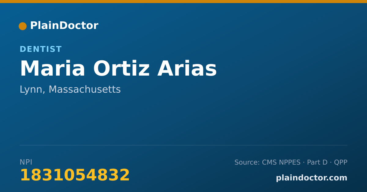 Shareable card for Maria Ortiz Arias - Dentist, Lynn, MA