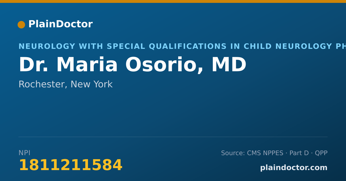 Shareable card for Maria Osorio, MD - Neurology with Special Qualifications in Child Neurology Physician, Rochester, NY