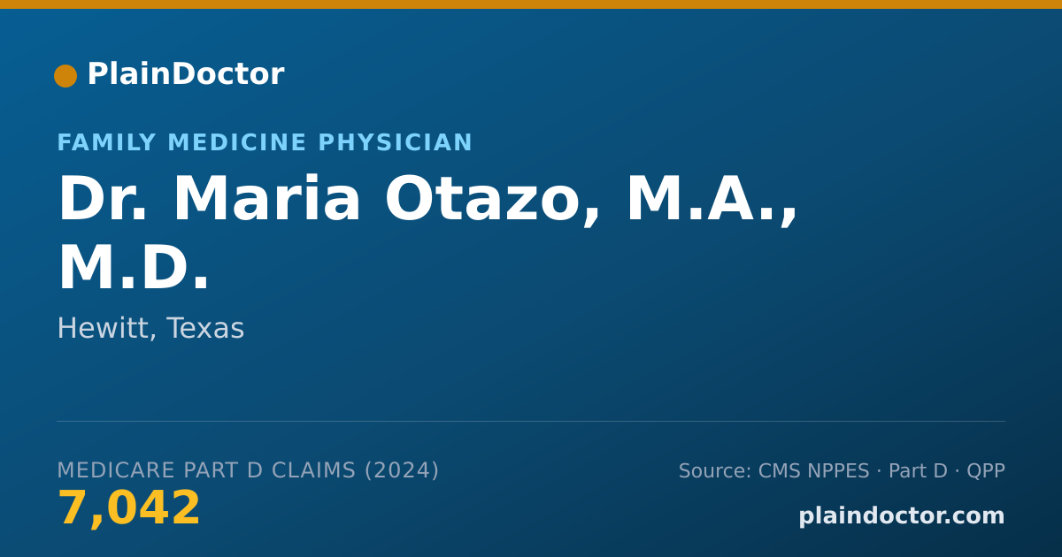Shareable card for Maria Otazo, M.A., M.D. - Family Medicine Physician, Hewitt, TX