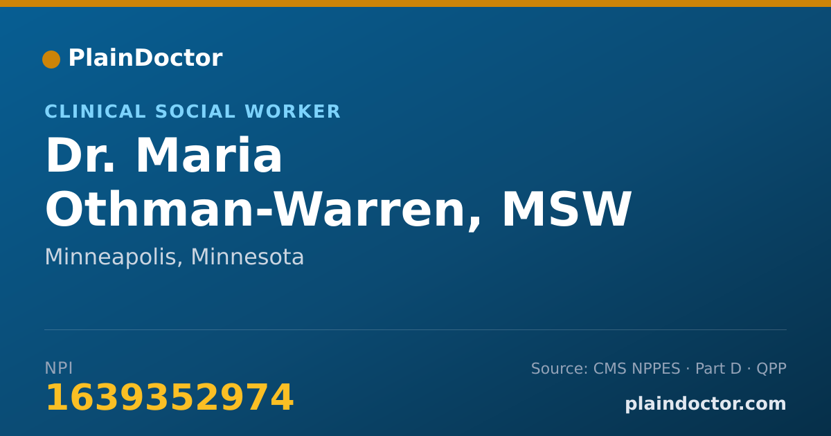 Shareable card for Maria Othman-Warren, MSW - Clinical Social Worker, Minneapolis, MN