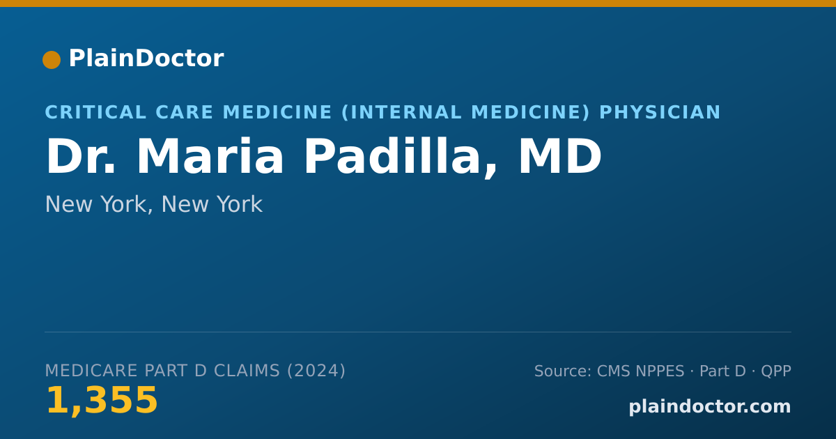 Shareable card for Maria Padilla, MD - Critical Care Medicine (Internal Medicine) Physician, New York, NY