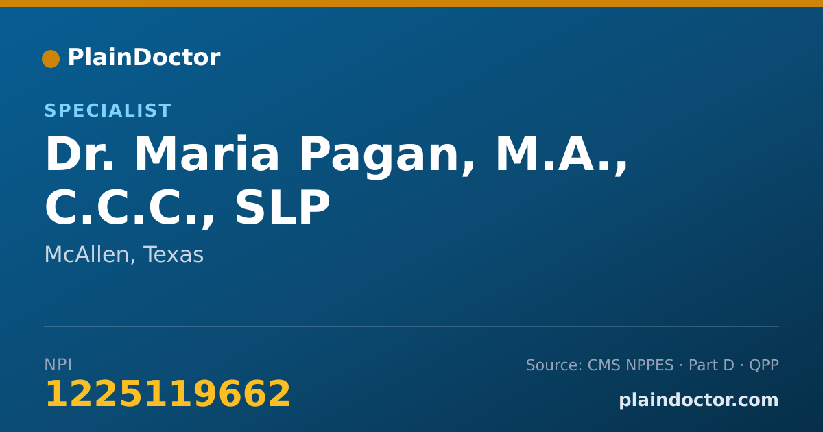 Shareable card for Maria Pagan, M.A., C.C.C., SLP - Specialist, McAllen, TX