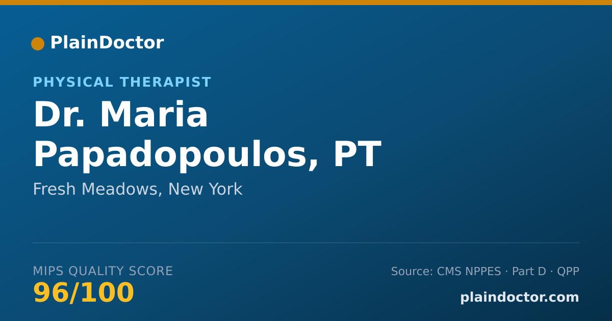Shareable card for Maria Papadopoulos, PT - Physical Therapist, Fresh Meadows, NY