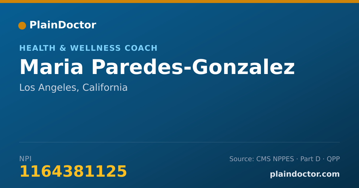 Shareable card for Maria Paredes-Gonzalez - Health & Wellness Coach, Los Angeles, CA