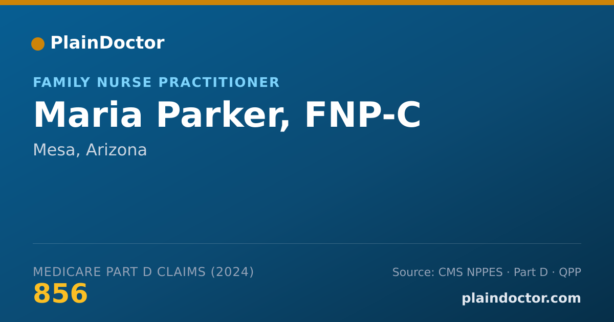 Shareable card for Maria Parker, FNP-C - Family Nurse Practitioner, Mesa, AZ
