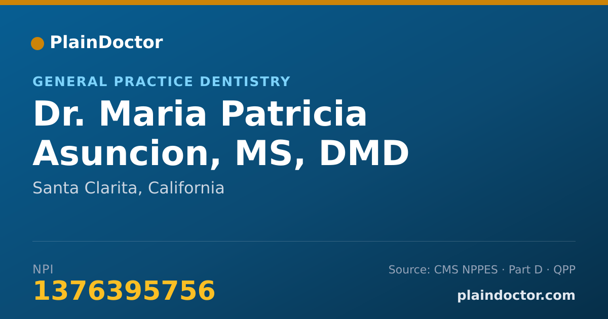 Shareable card for Maria Patricia Asuncion, MS, DMD - General Practice Dentistry, Santa Clarita, CA