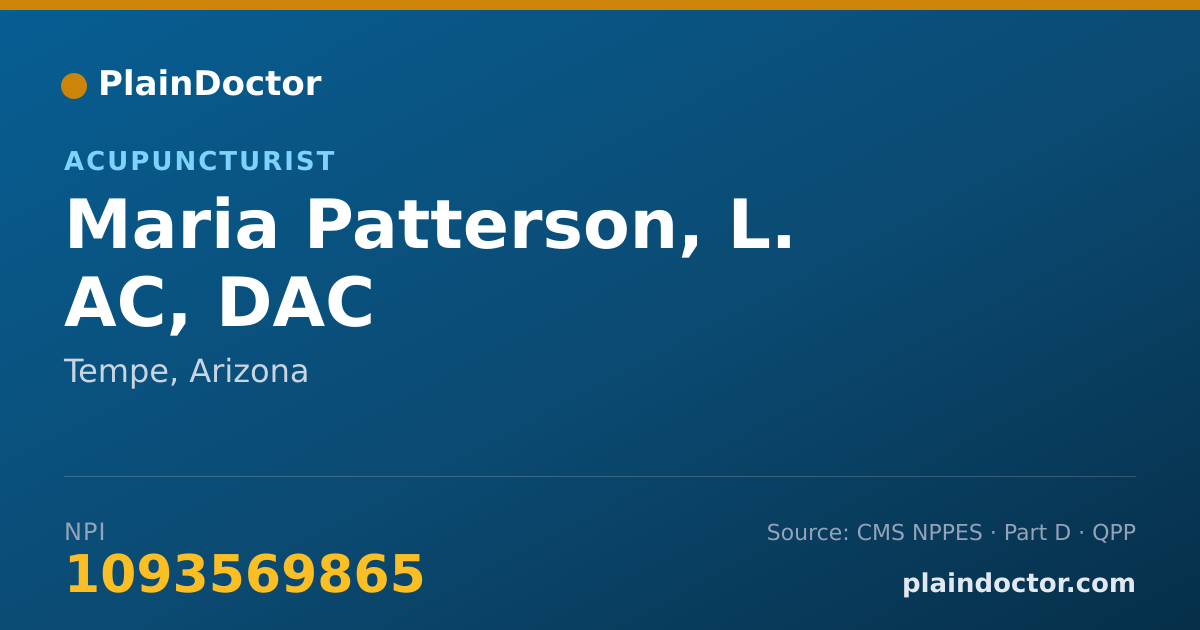 Shareable card for Maria Patterson, L. AC, DAC - Acupuncturist, Tempe, AZ