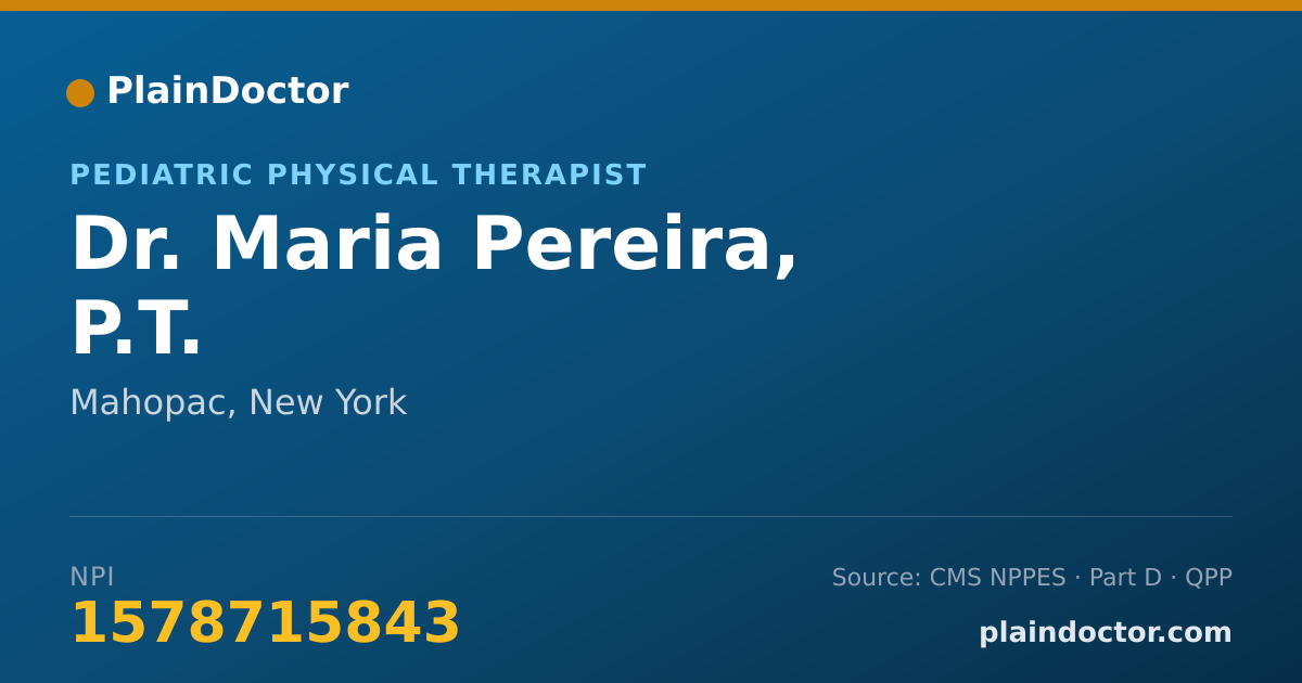 Shareable card for Maria Pereira, P.T. - Pediatric Physical Therapist, Mahopac, NY