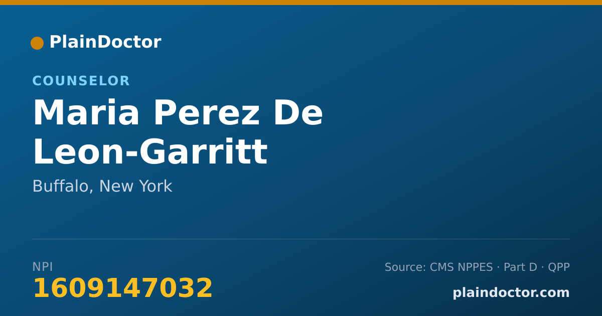 Shareable card for Maria Perez De Leon-Garritt - Counselor, Buffalo, NY