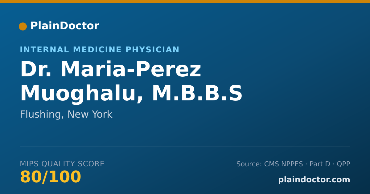Shareable card for Maria-Perez Muoghalu, M.B.B.S - Internal Medicine Physician, Flushing, NY