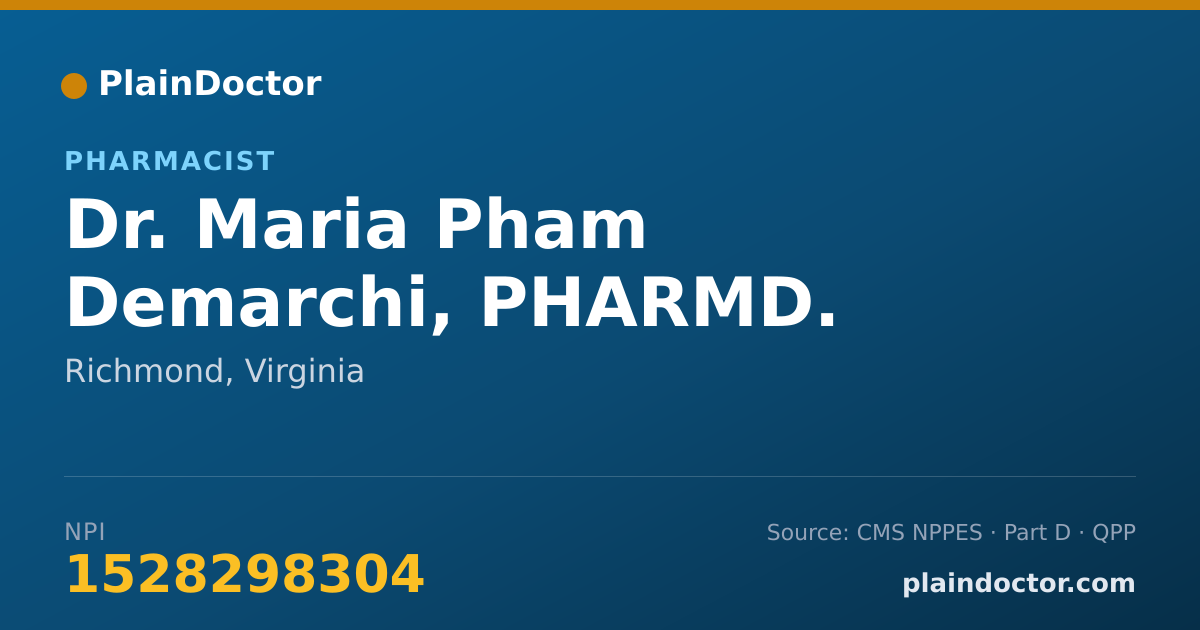 Shareable card for Maria Pham Demarchi, PHARMD. - Pharmacist, Richmond, VA