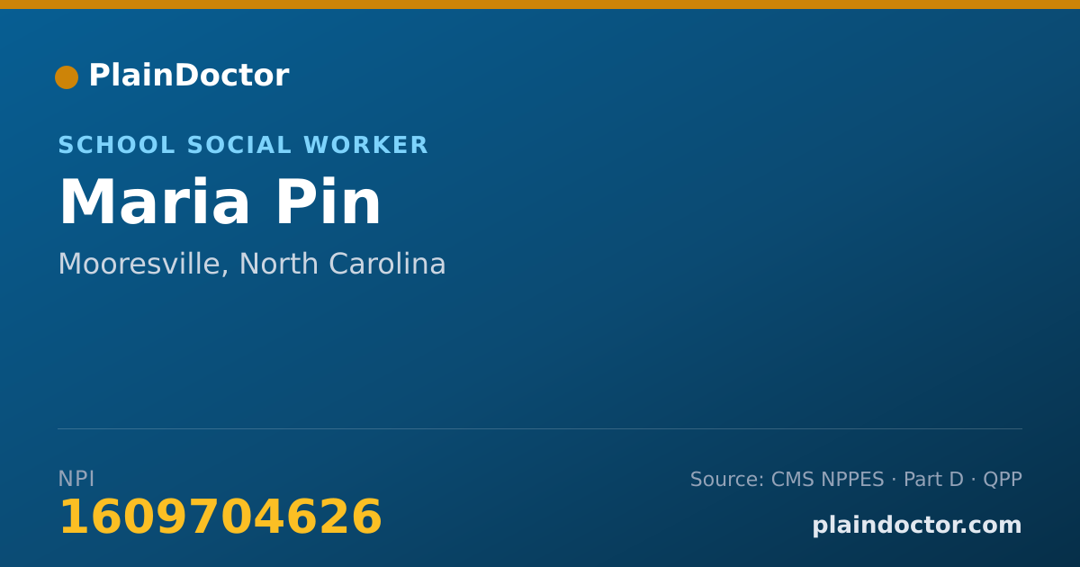 Shareable card for Maria Pin - School Social Worker, Mooresville, NC
