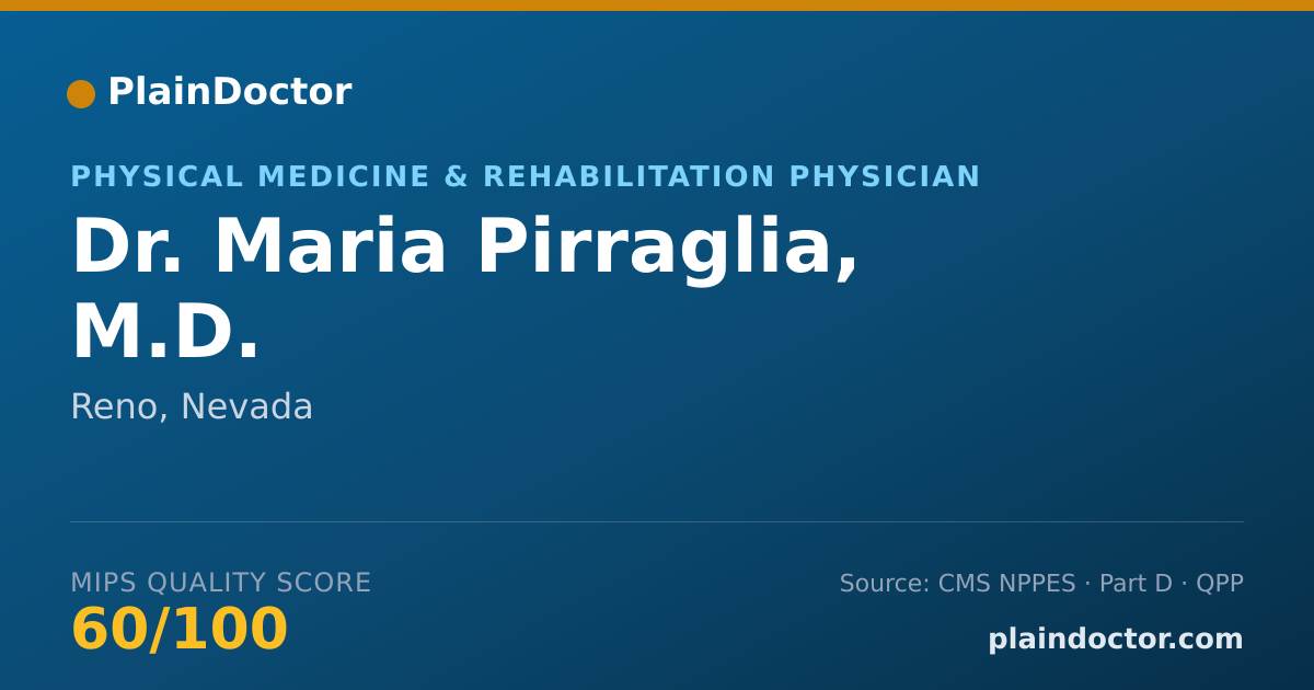 Shareable card for Maria Pirraglia, M.D. - Physical Medicine & Rehabilitation Physician, Reno, NV