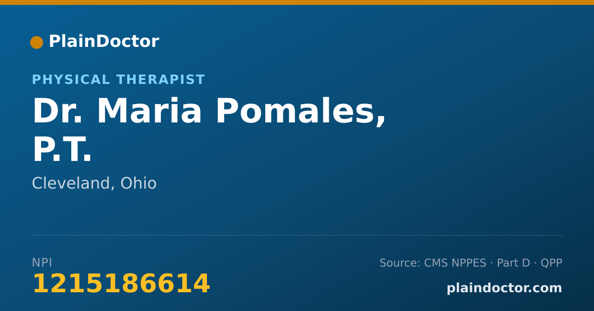 Shareable card for Maria Pomales, P.T. - Physical Therapist, Cleveland, OH