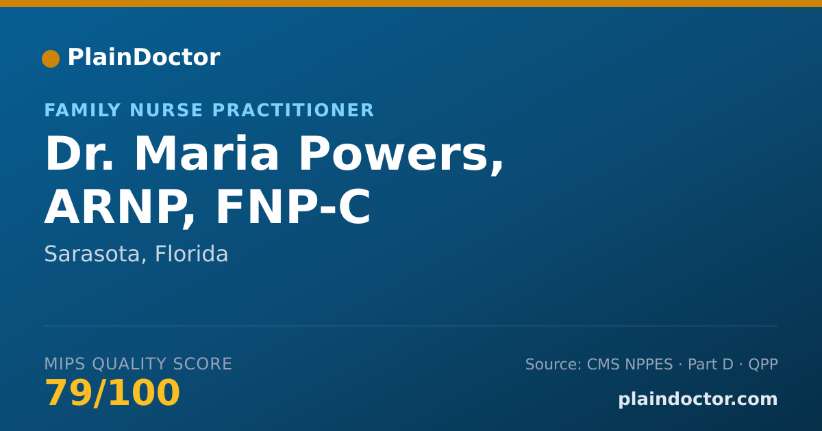 Shareable card for Maria Powers, ARNP, FNP-C - Family Nurse Practitioner, Sarasota, FL