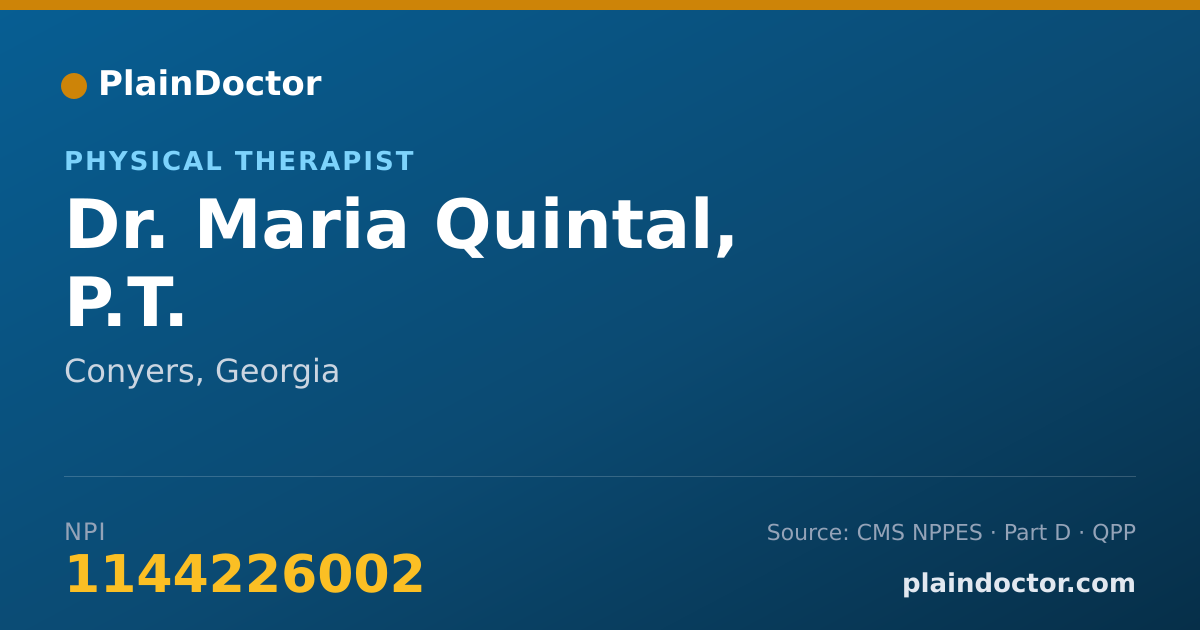 Shareable card for Maria Quintal, P.T. - Physical Therapist, Conyers, GA