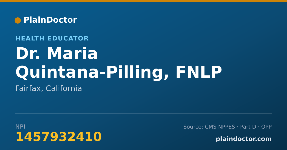 Shareable card for Maria Quintana-Pilling, FNLP - Health Educator, Fairfax, CA
