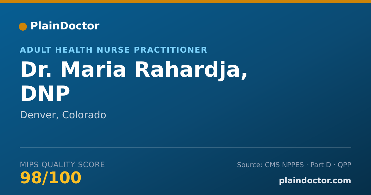 Shareable card for Maria Rahardja, DNP - Adult Health Nurse Practitioner, Denver, CO