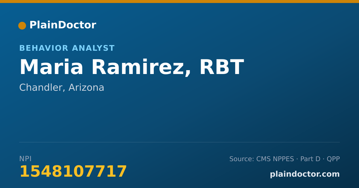Shareable card for Maria Ramirez, RBT - Behavior Analyst, Chandler, AZ